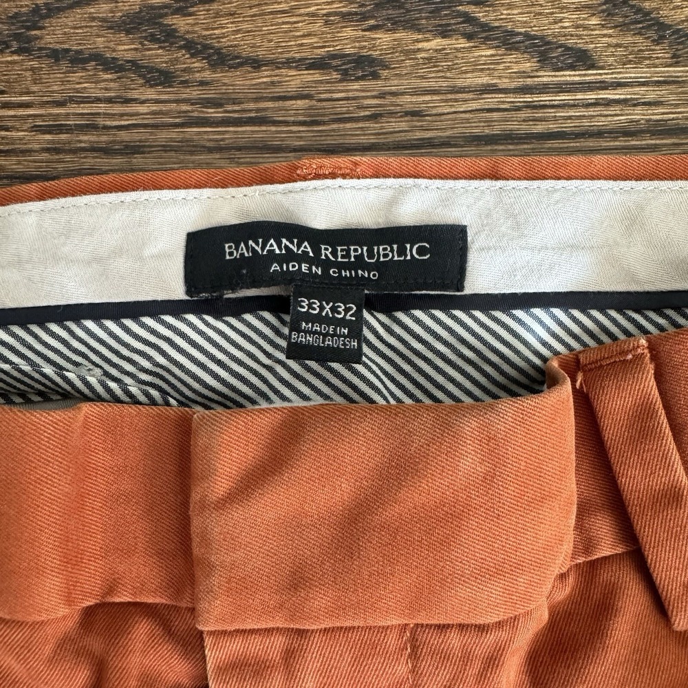 Banana Republic Aiden‎ Chino Slim Fit Stretc Rust Men's Pants 32X32 - Picture 3 of 8